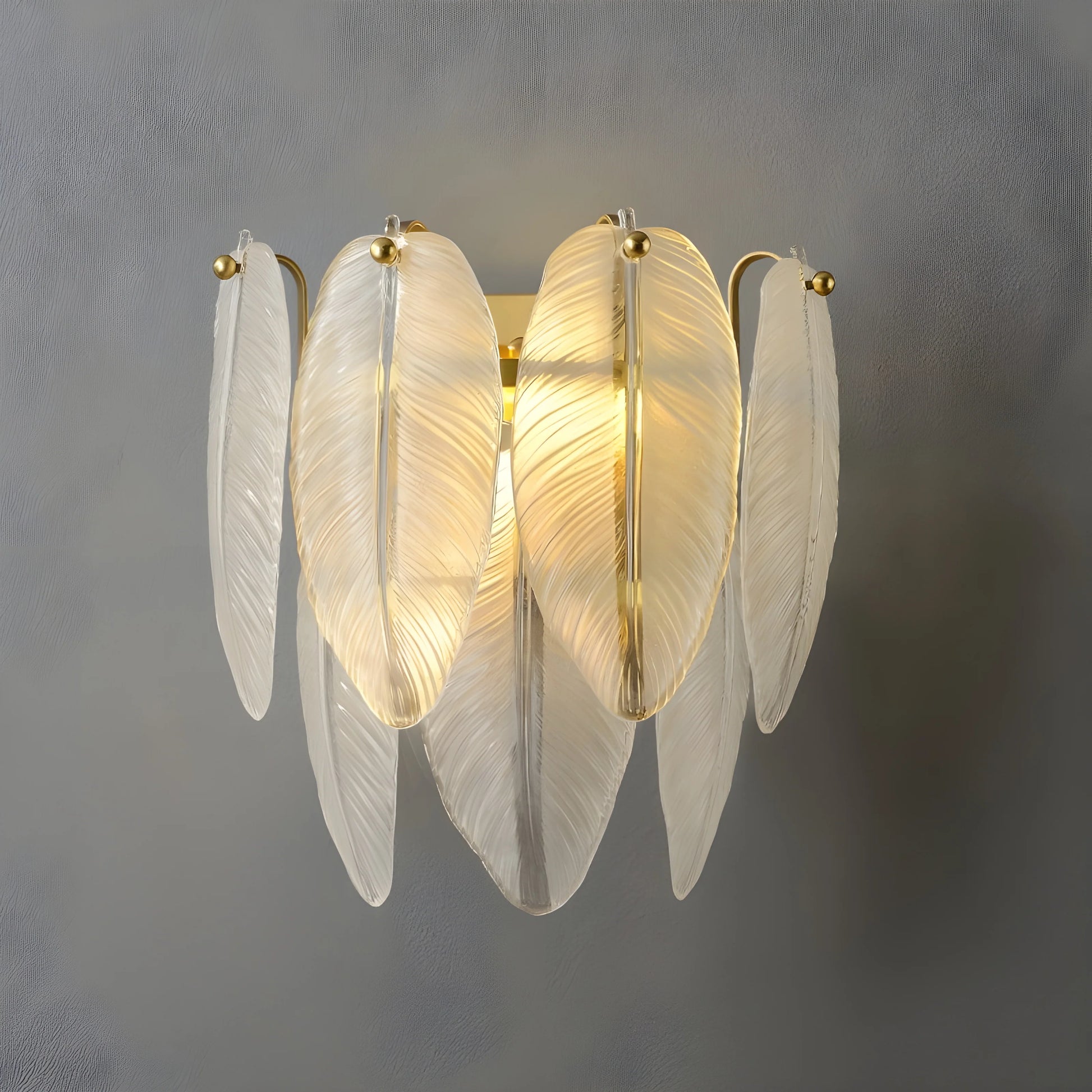 Soli Vintage Brass Chandelier with Frosted Glass Leaves - Wall Lights & Sconces | Lucera Lighting
