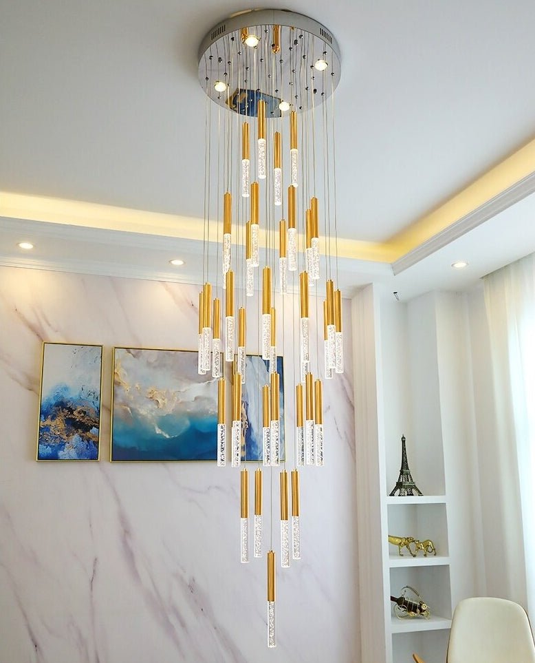 Schist Long LED Spiral Chandelier - Chandeliers | Lucera Lighting