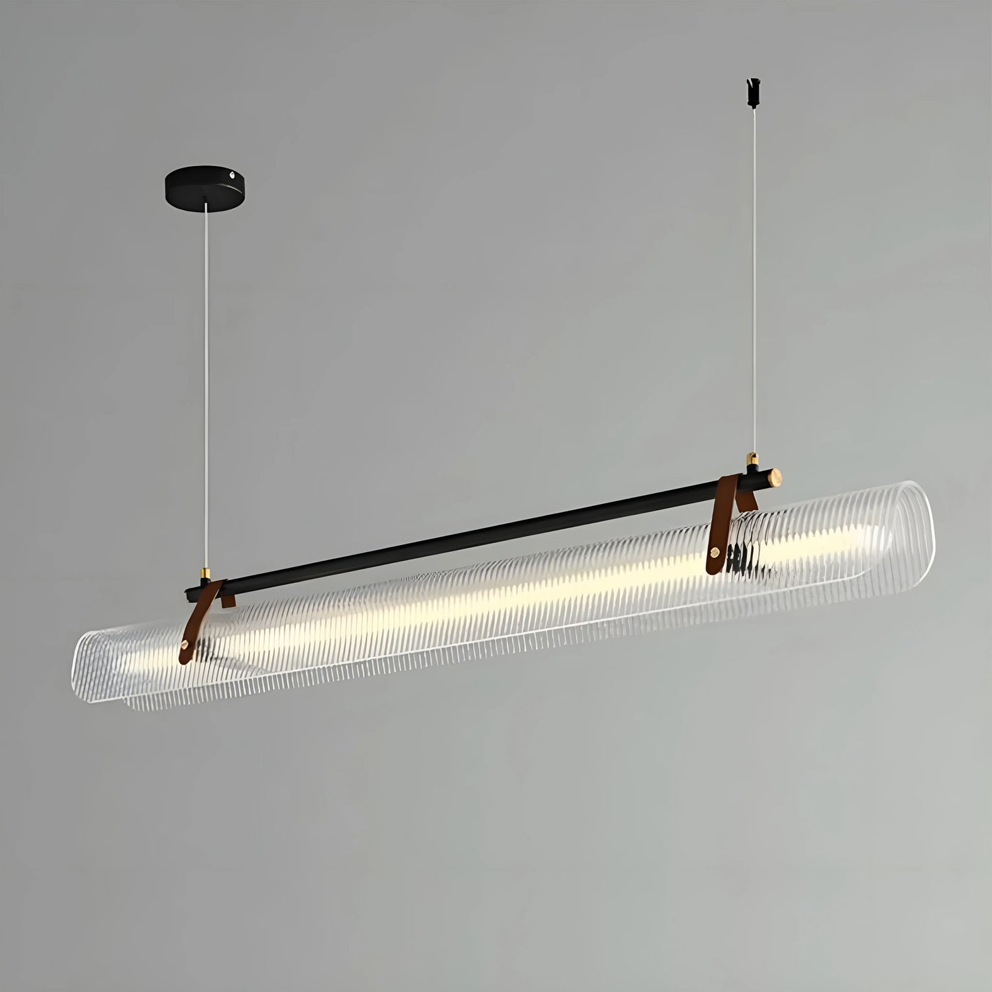 Magenta Rectangle Metal and Leather Chandelier L39.4 - Pendant Lights | Lucera Lighting