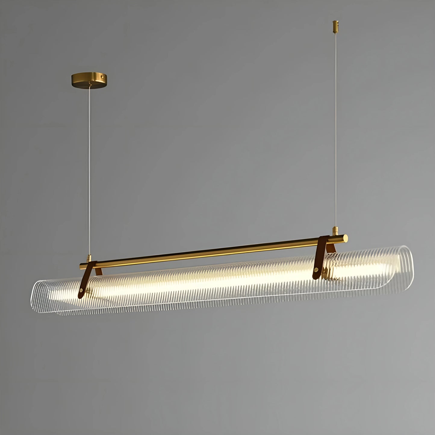 Magenta Rectangle Metal and Leather Chandelier L39.4 - Pendant Lights | Lucera Lighting