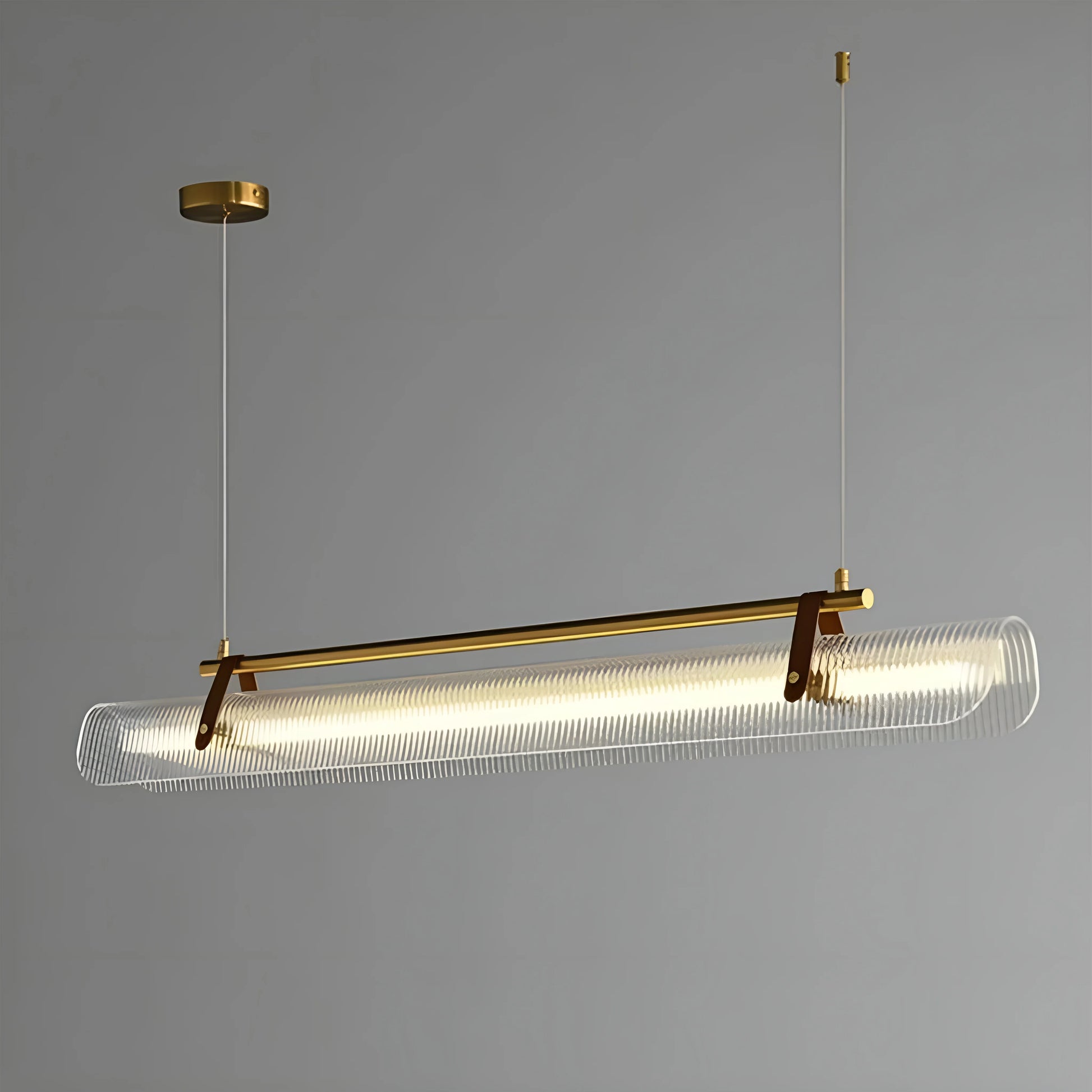 Magenta Rectangle Metal and Leather Chandelier L39.4 - Pendant Lights | Lucera Lighting