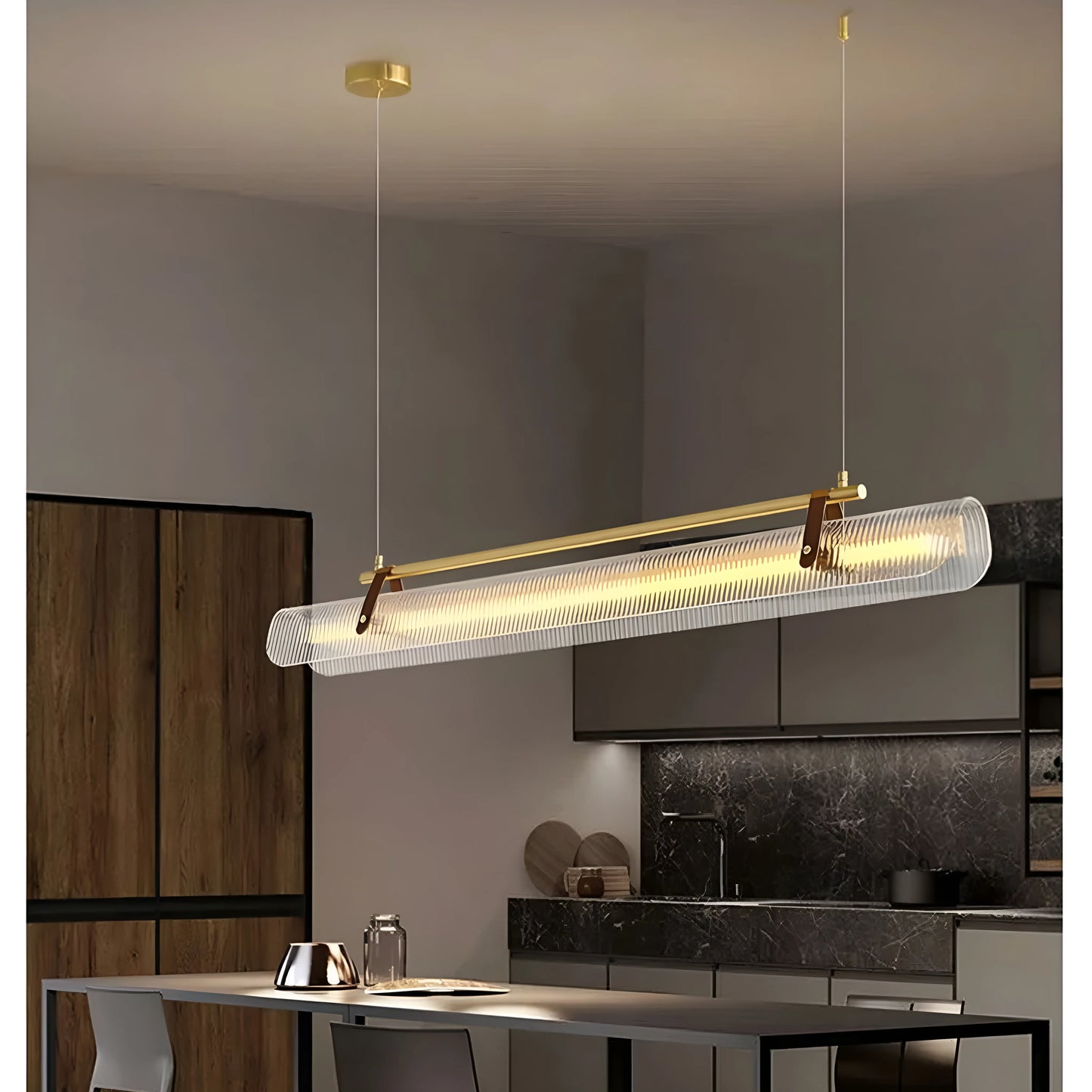 Magenta Rectangle Metal and Leather Chandelier L39.4 - Pendant Lights | Lucera Lighting