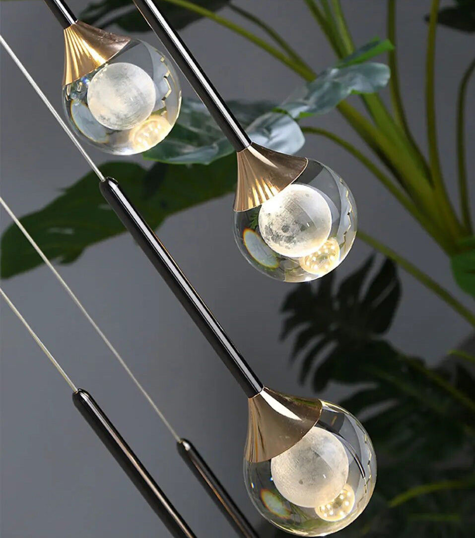 Fenn Gold Crystal Raindrop Glass Ball Chandelier - Chandeliers | Lucera Lighting