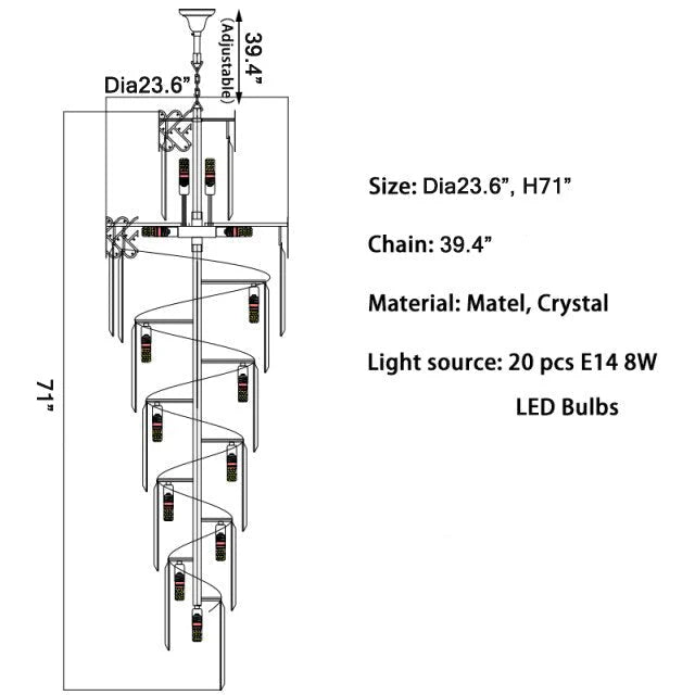 Primrose Crystal Cascade Long Chandelier - Chandeliers | Lucera Lighting
