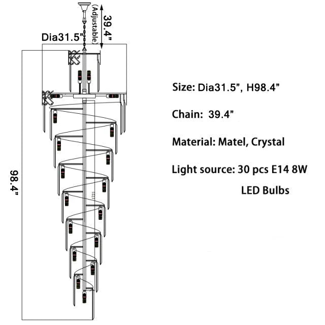 Primrose Crystal Cascade Long Chandelier - Chandeliers | Lucera Lighting