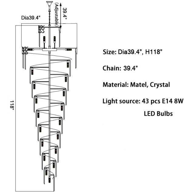 Primrose Crystal Cascade Long Chandelier - Chandeliers | Lucera Lighting