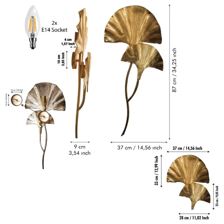 Niche Ginkgo Leaf Wall Lamp for Living Room - Wall Lights & Sconces | Lucera Lighting