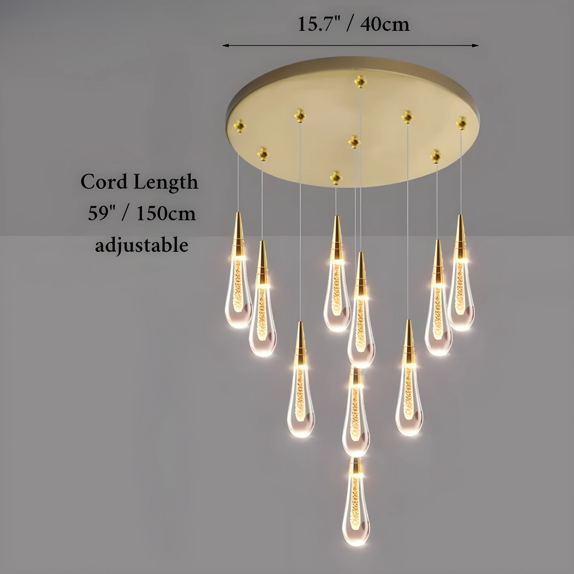 Blackthorn Water Drop Crystal Chandelier - Pendant Lights | Lucera Lighting