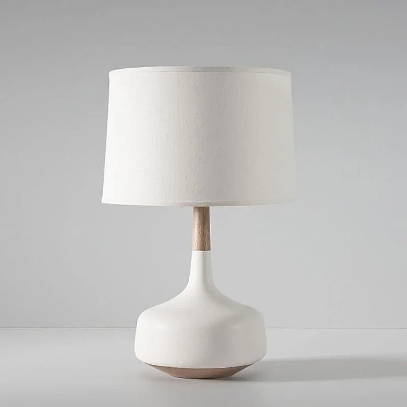 Espressione Nordic White Desk Lamp with Wooden Base - Lamps | Lucera Lighting