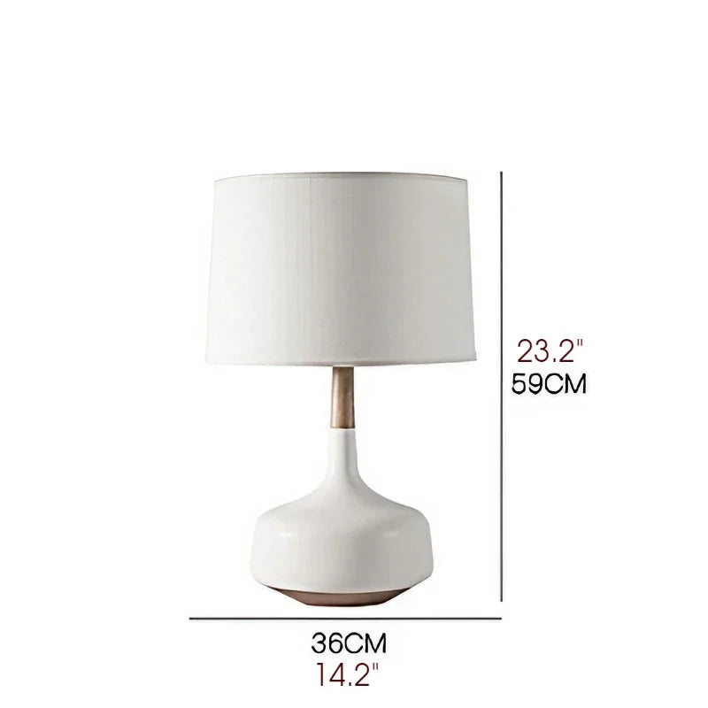 Espressione Nordic White Desk Lamp with Wooden Base - Lamps | Lucera Lighting