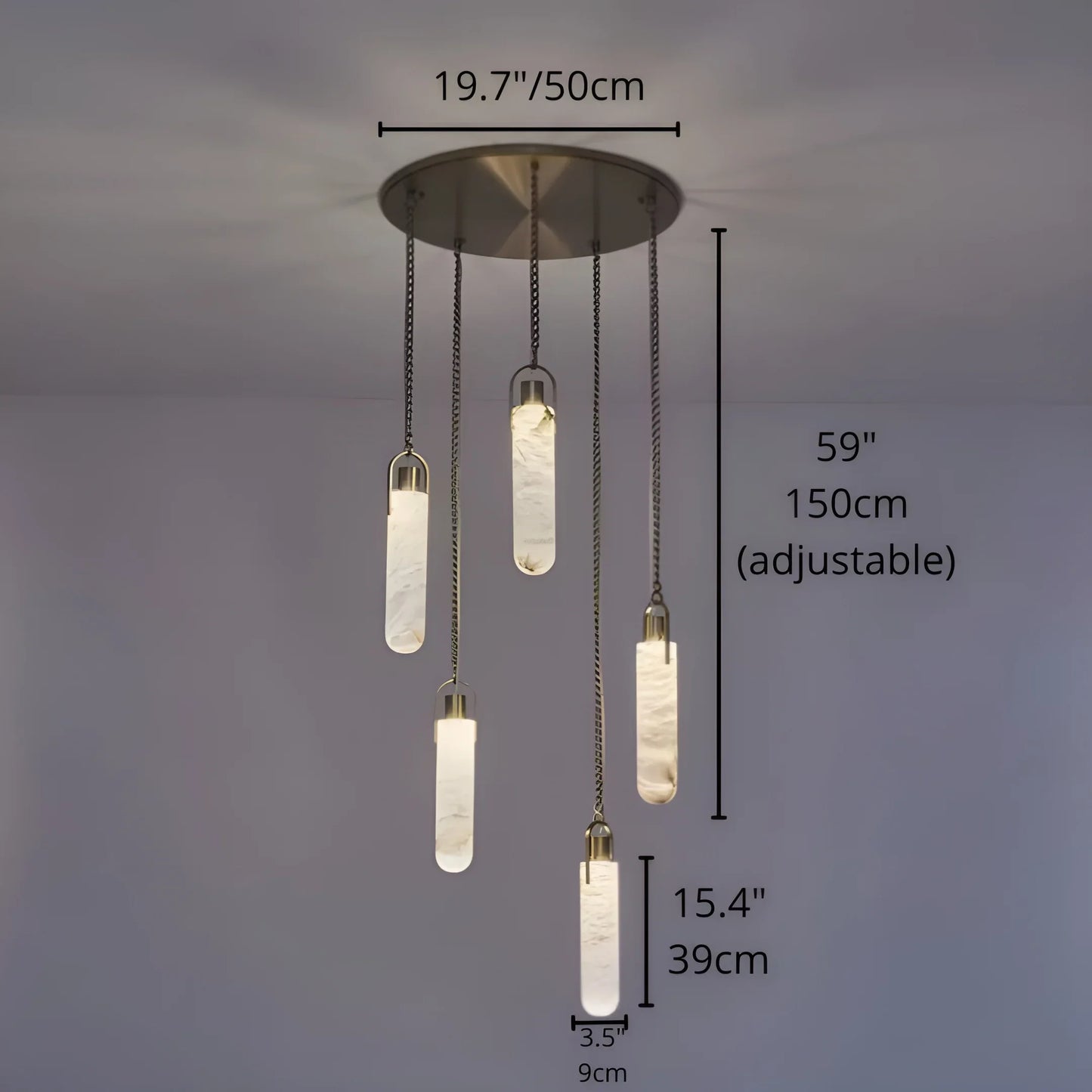 Gneiss Noctis Alabaster Staircase Pendant Chandelier - Pendant Lights | Lucera Lighting