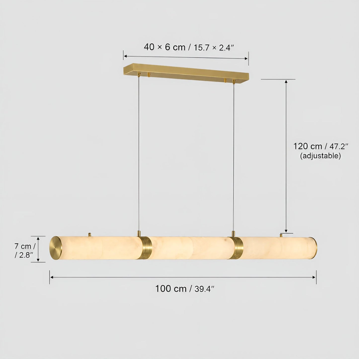 Mauve Linear Alabaster Tube Pendant Light - Pendant Lights | Lucera Lighting