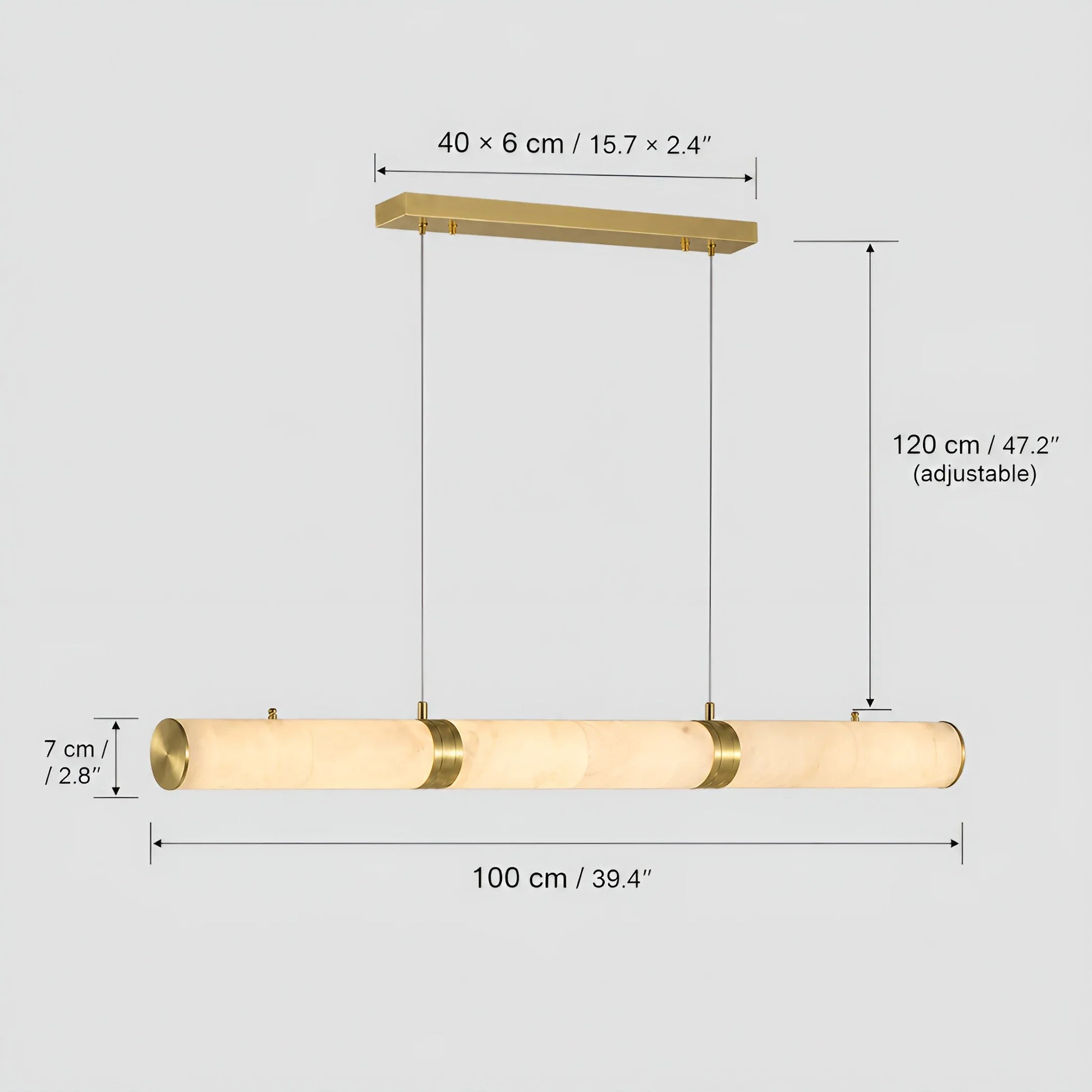Mauve Linear Alabaster Tube Pendant Light - Pendant Lights | Lucera Lighting