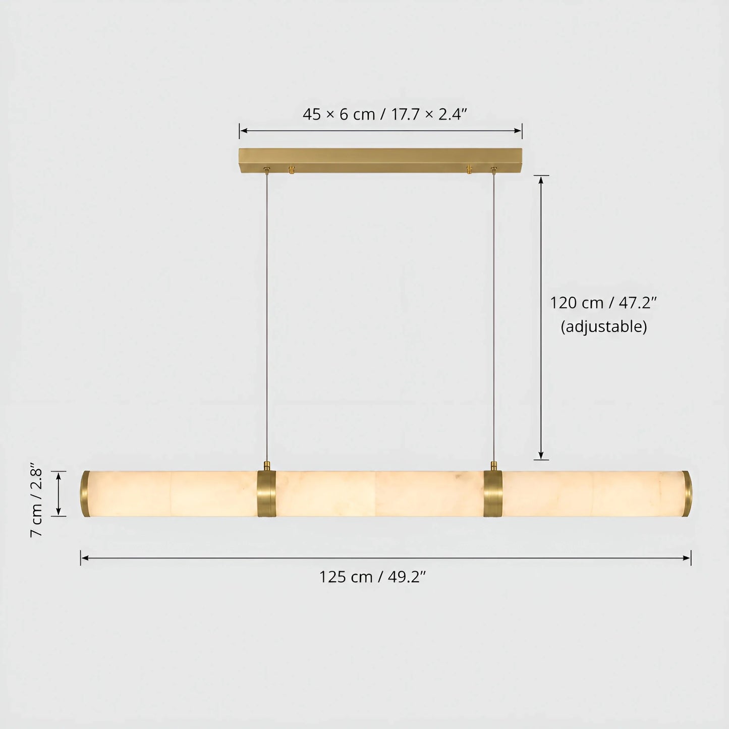 Mauve Linear Alabaster Tube Pendant Light - Pendant Lights | Lucera Lighting