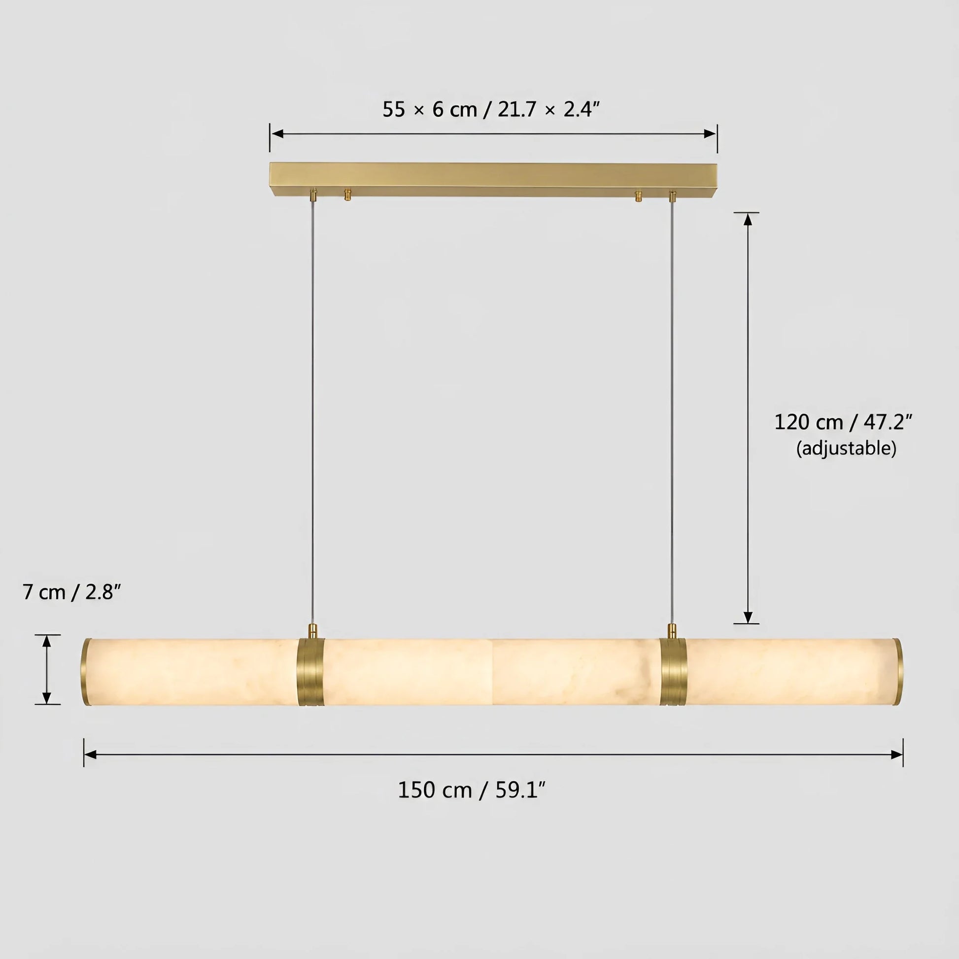 Mauve Linear Alabaster Tube Pendant Light - Pendant Lights | Lucera Lighting