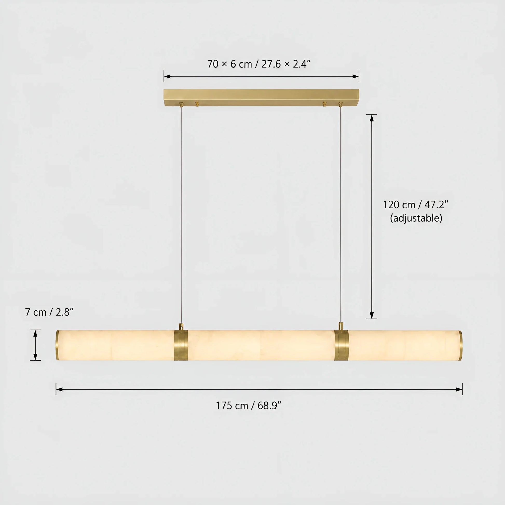 Mauve Linear Alabaster Tube Pendant Light - Pendant Lights | Lucera Lighting