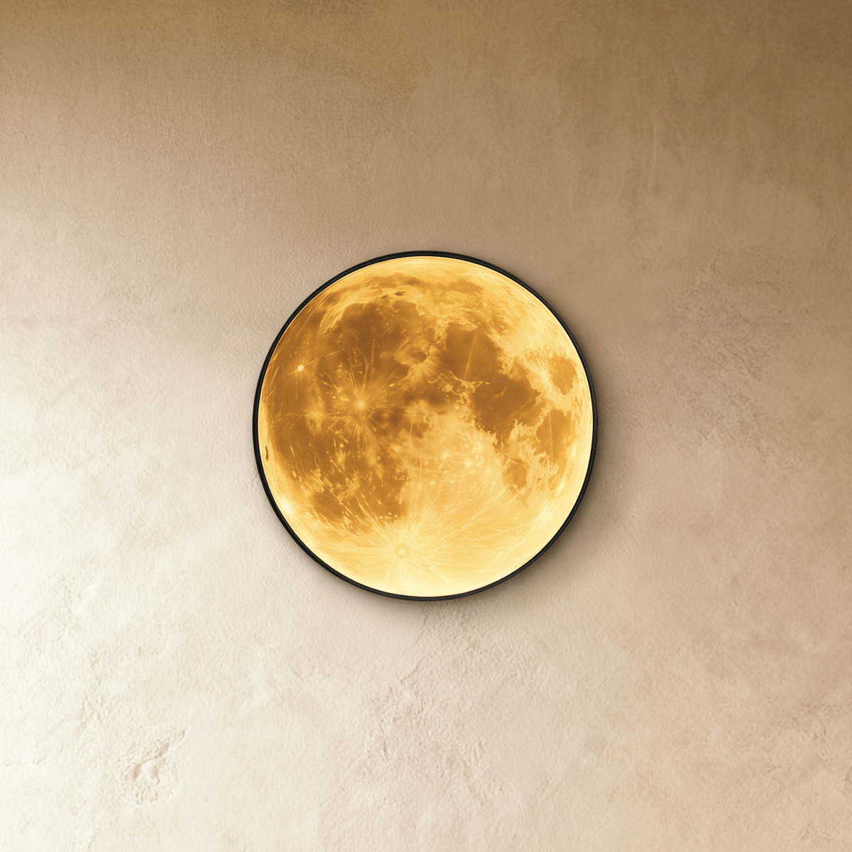 Caspian Moon Wall Lamp styled in a bohemian living room with plants and woven decor