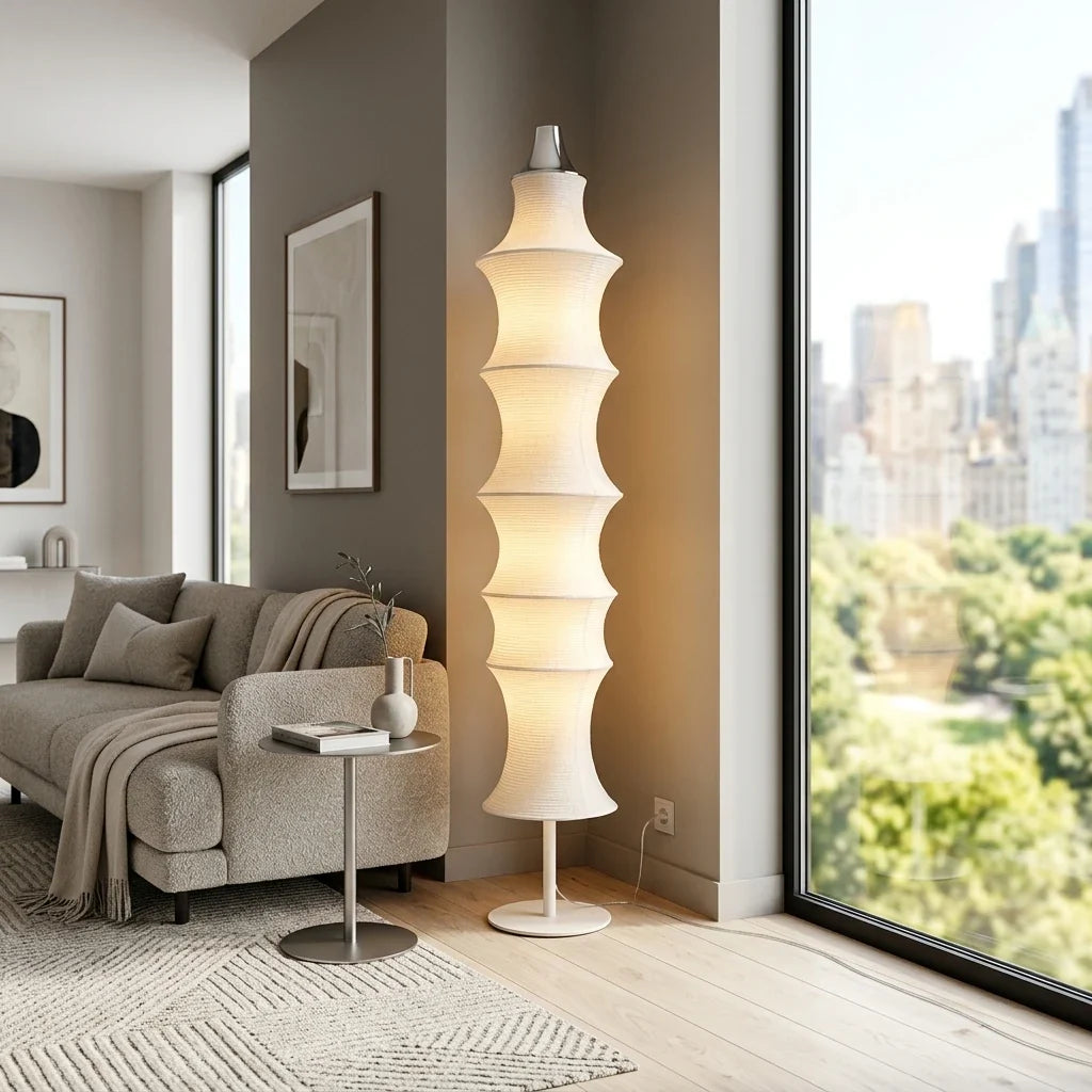 Aquamarine White Silk Modern Floor Lamp - Lamps | Lucera Lighting
