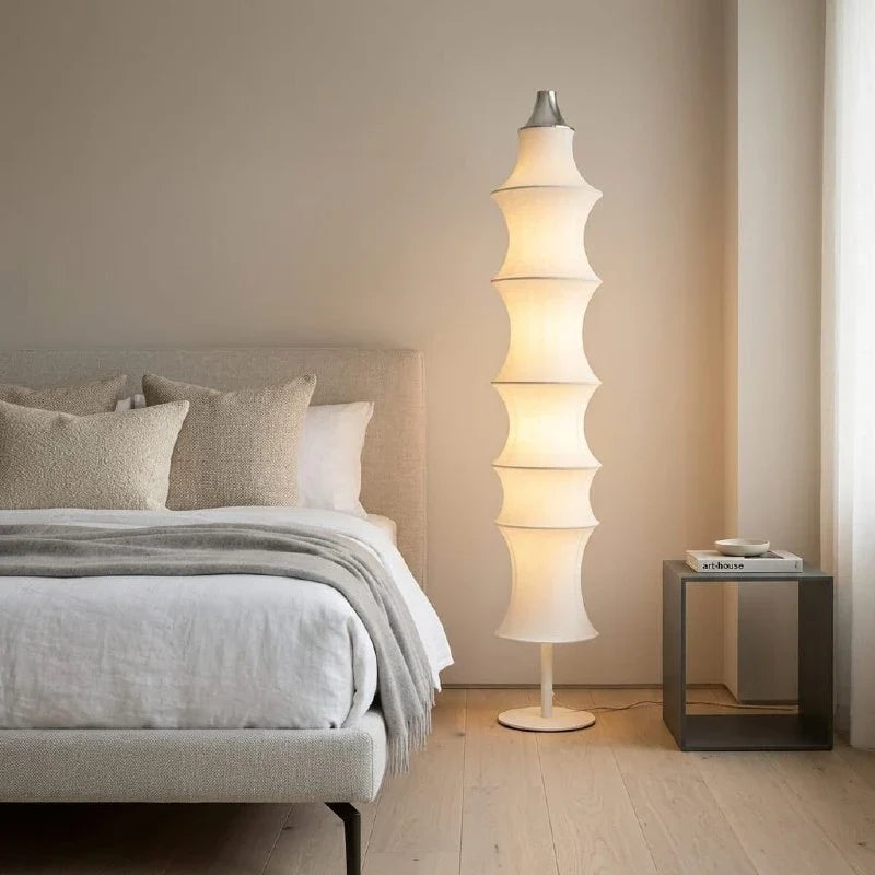 Aquamarine White Silk Modern Floor Lamp - Lamps | Lucera Lighting