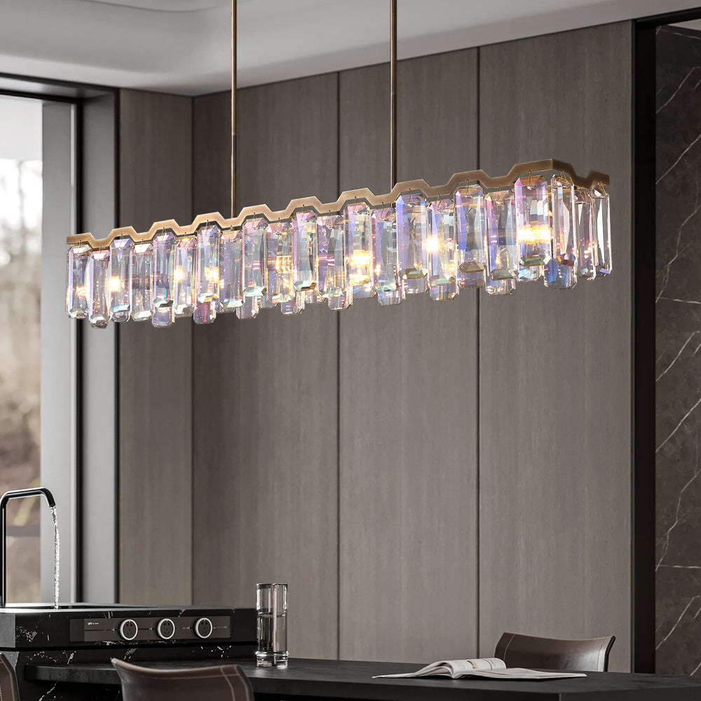 Amaranth Colorful Crystal Linear Chandelier - Chandeliers | Lucera Lighting