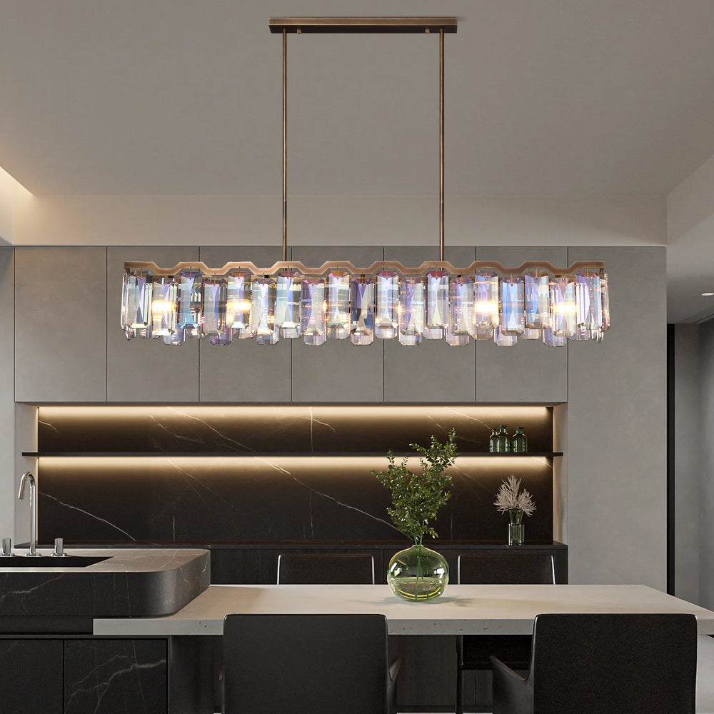 Amaranth Colorful Crystal Linear Chandelier - Chandeliers | Lucera Lighting