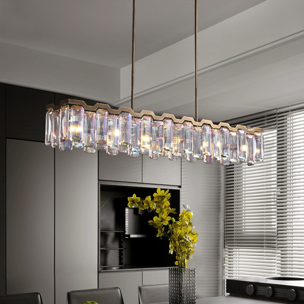 Amaranth Colorful Crystal Linear Chandelier - Chandeliers | Lucera Lighting