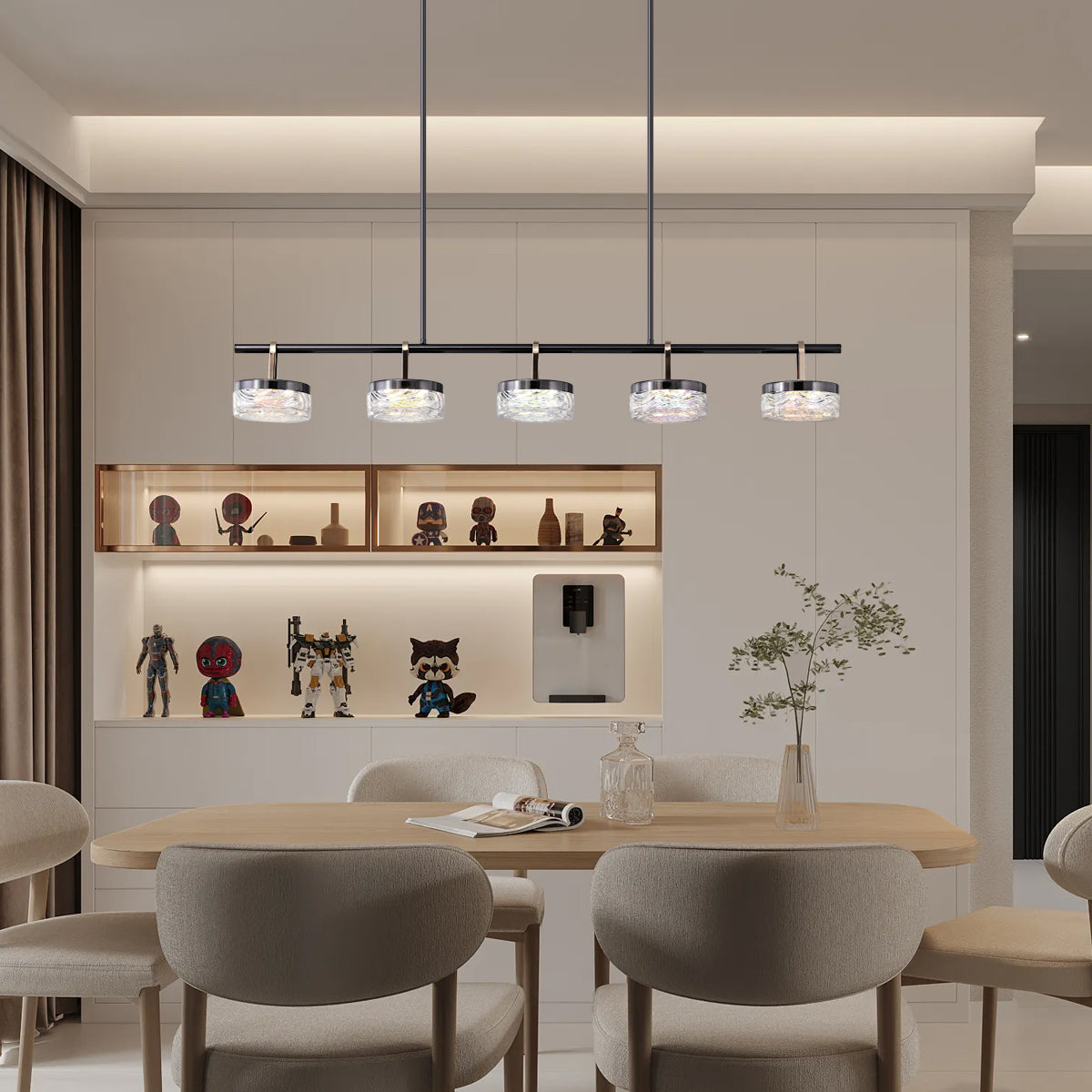 Aquamarine Linear Chandelier for Kitchen Island - Exterior wall | Lucera Lighting