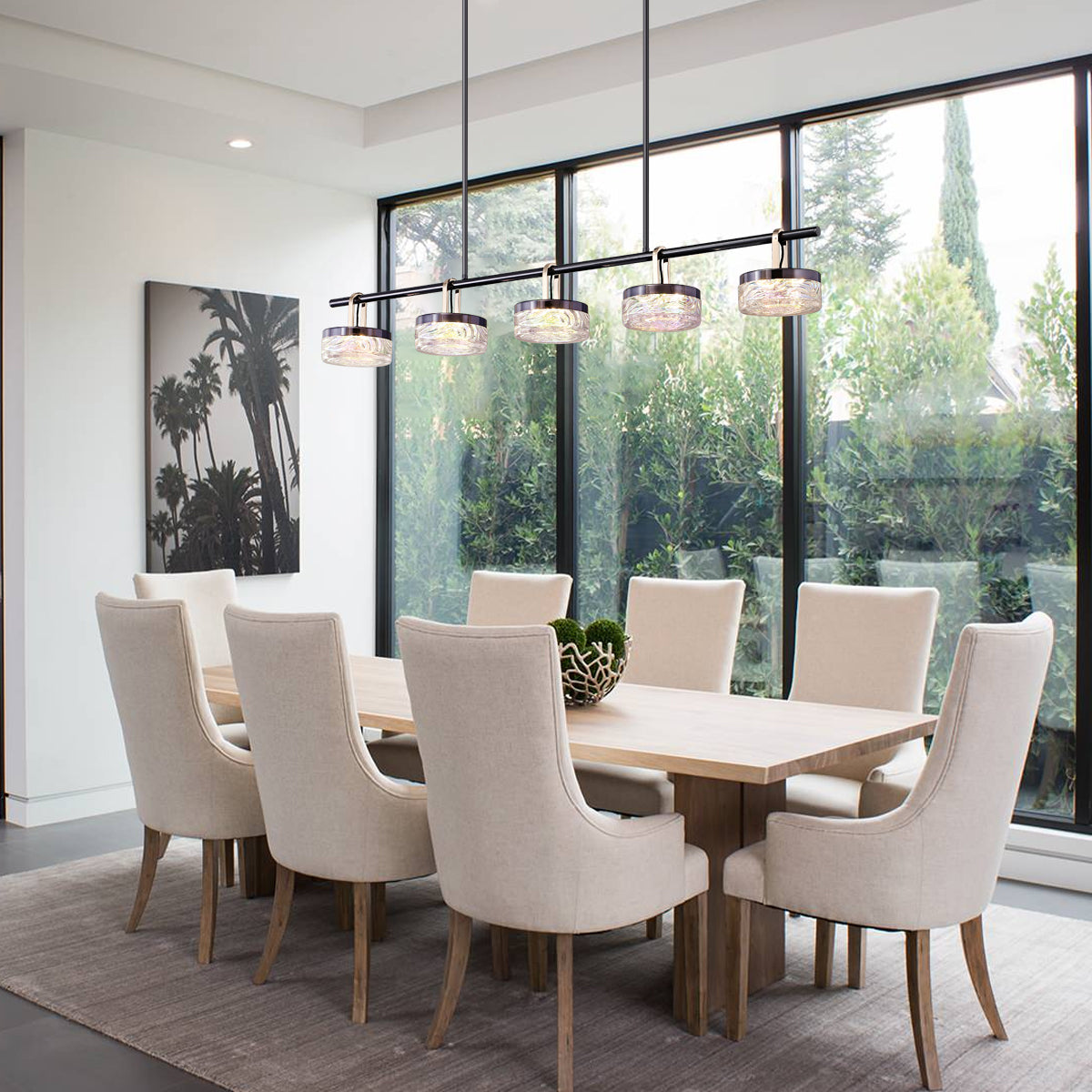 Aquamarine Linear Chandelier for Kitchen Island - Exterior wall | Lucera Lighting