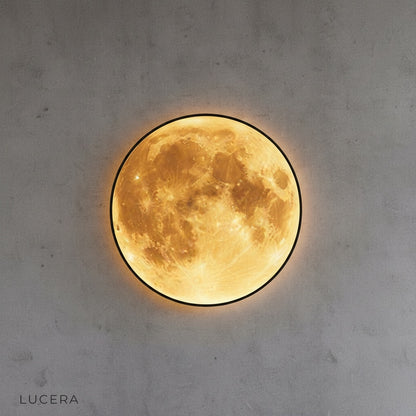 Caspian Moon Wall Lamp plug-and-play cord visible on a clean white wall in a minimalist setting