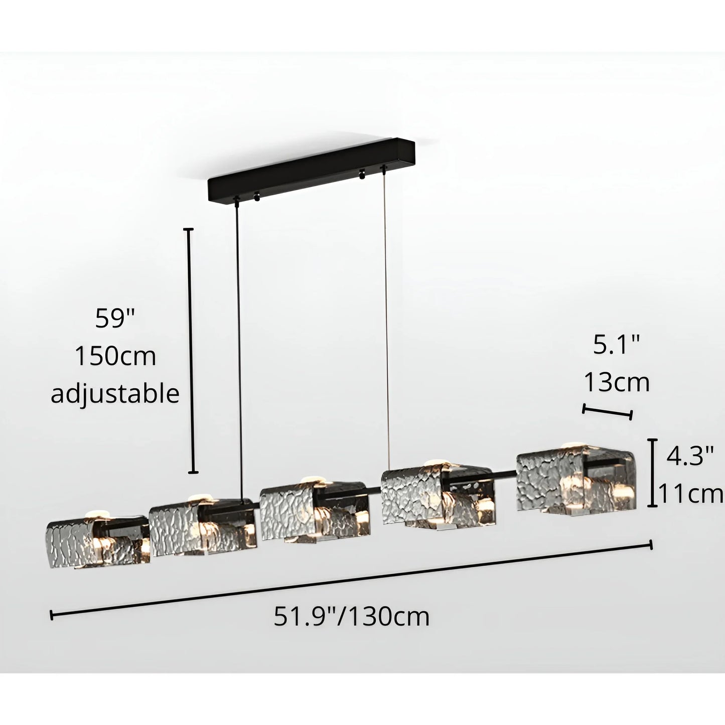 Cinnabar Copper Chandelier - Textured Glass - Pendant Lights | Lucera Lighting