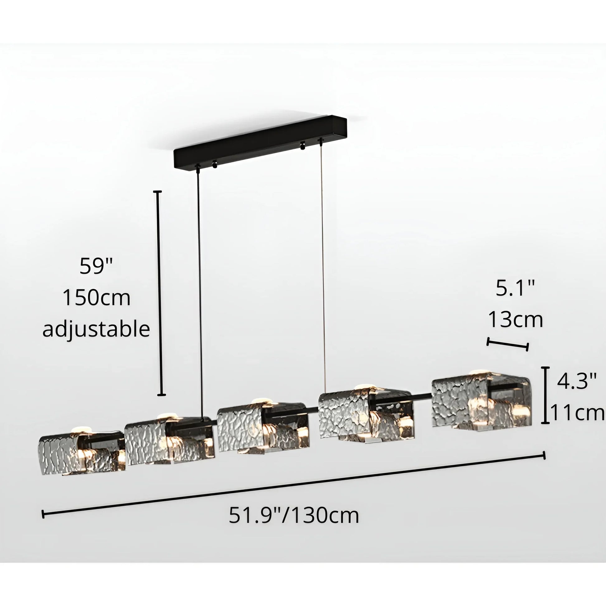Cinnabar Copper Chandelier - Textured Glass - Pendant Lights | Lucera Lighting