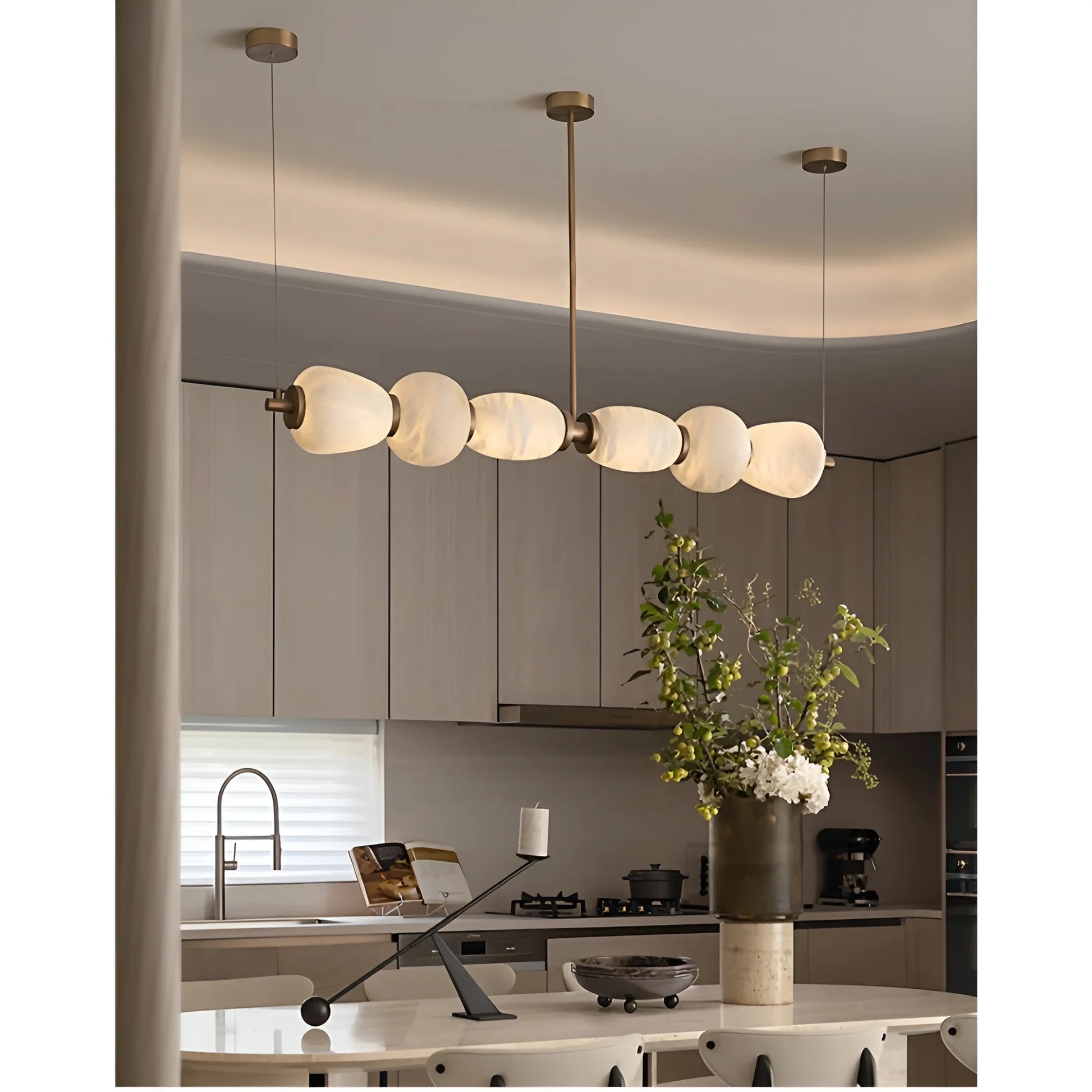 Ochre Modern Marble Linear Chandelier - Pendant Lights | Lucera Lighting