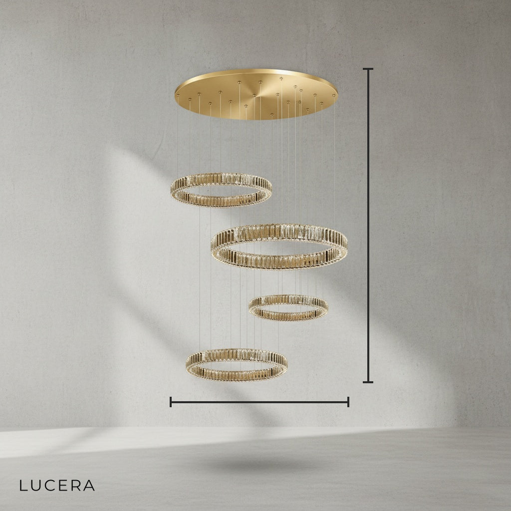 Loch Cascading Crystal Rings Pendant Chandelier - Chandeliers | Lucera Lighting