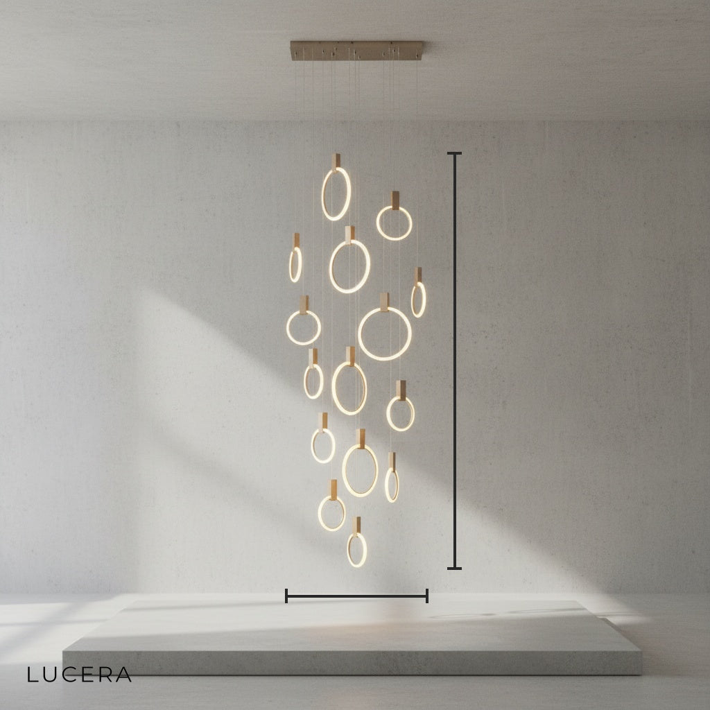 Reed Gold Rings Modern Chandelier - Chandeliers | Lucera Lighting