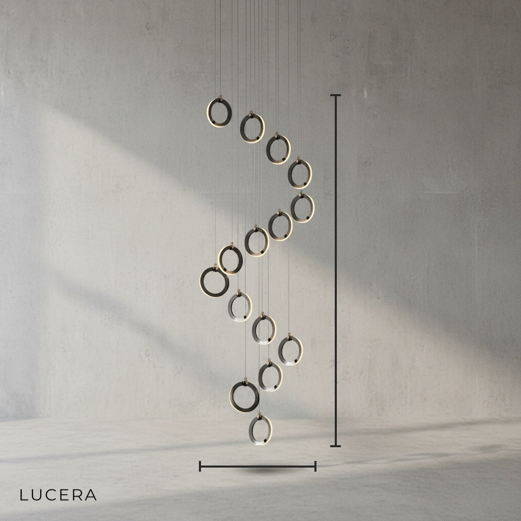 Birch Gold Black LED Pendant Rings Chandelier - Pendant Lights | Lucera Lighting