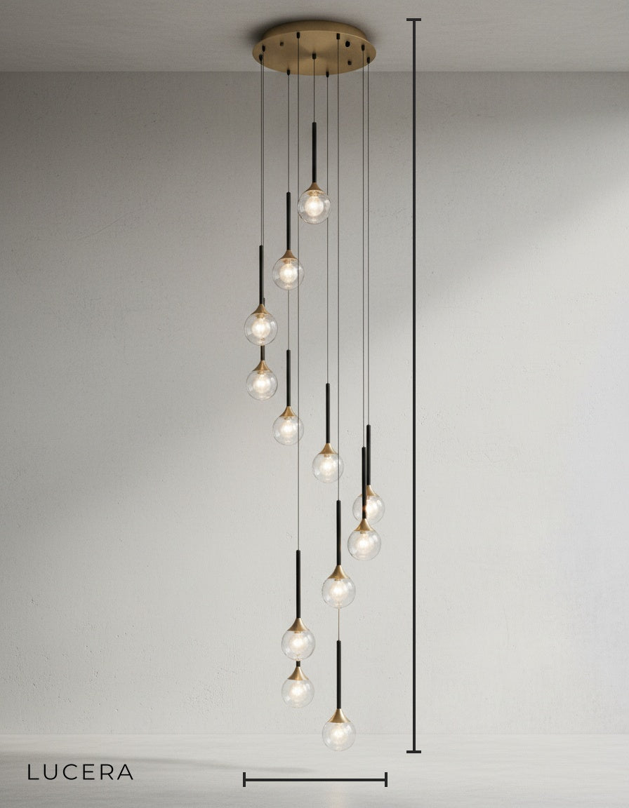 Fenn Gold Crystal Raindrop Glass Ball Chandelier - Chandeliers | Lucera Lighting