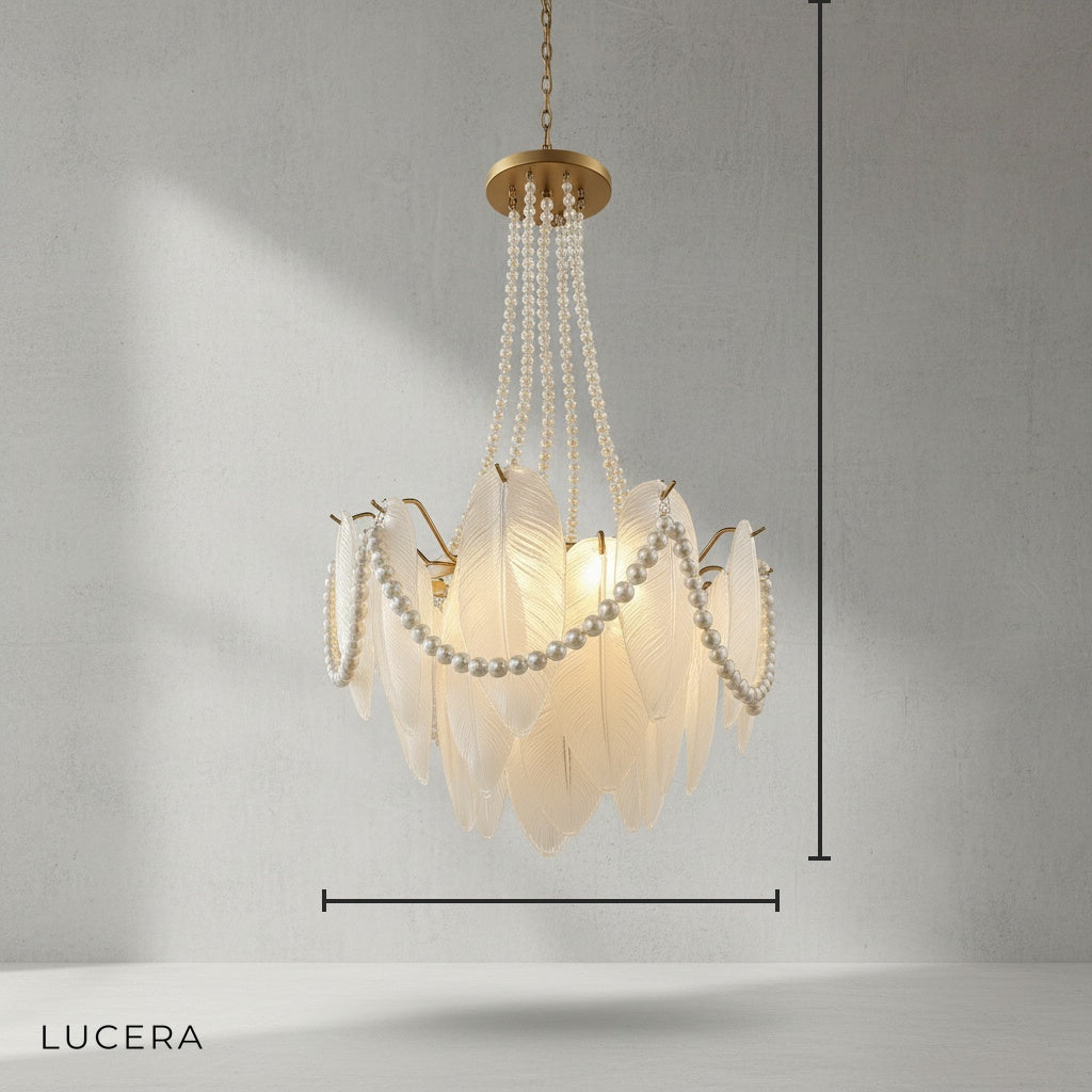 Gust Glass Feather Elegant Chandelier - Chandeliers | Lucera Lighting