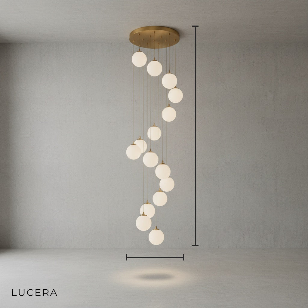 Bluff Copper Ball Staircase Chandelier - Chandeliers | Lucera Lighting