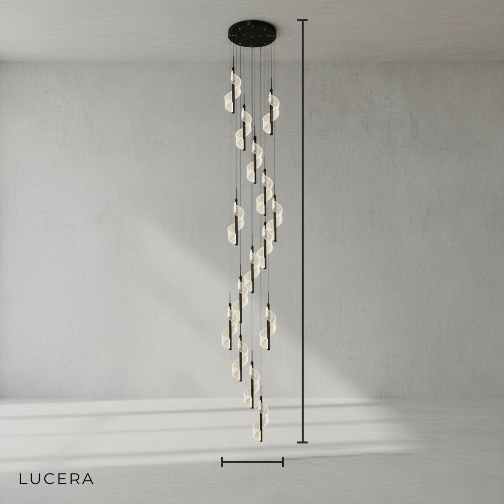 Vael Long Spiral LED Pendant Chandelier - Chandeliers | Lucera Lighting