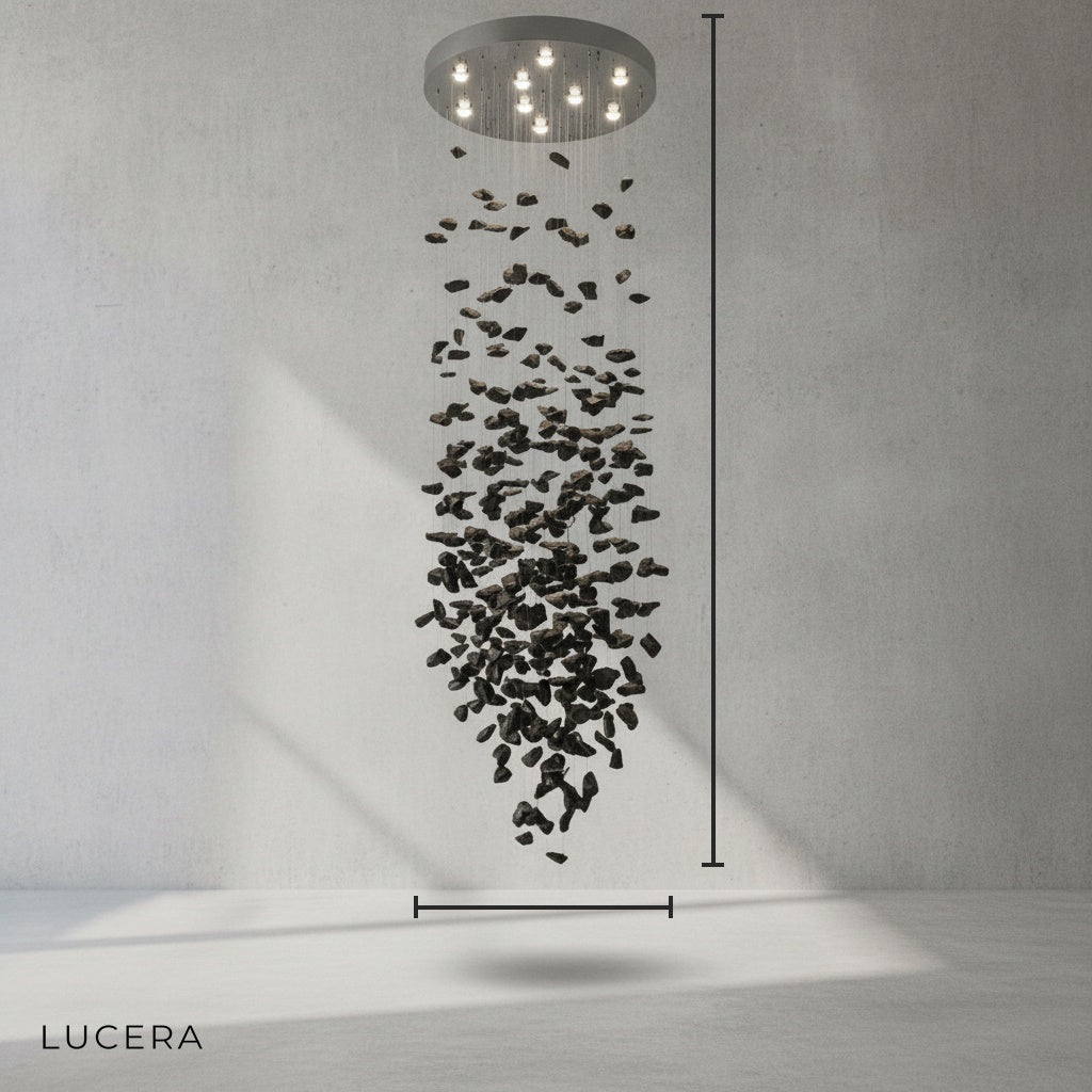 Dorn Floating Crystal Chandelier with Stones - Chandeliers | Lucera Lighting
