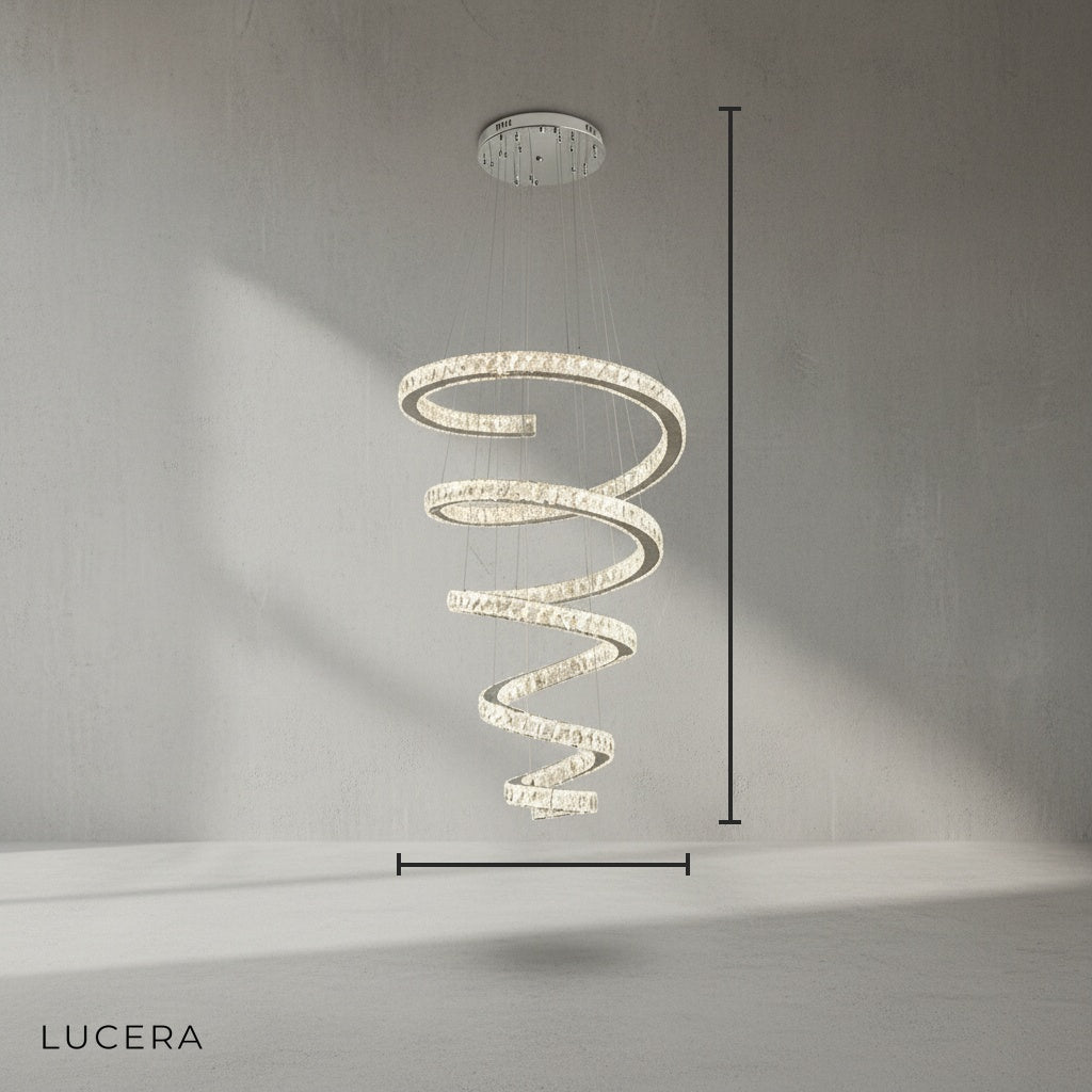 Wulf Long Spiral Hanging Crystal Golden Chandelier - Chandeliers | Lucera Lighting