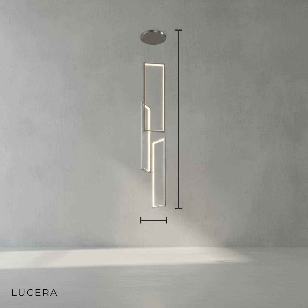 Sage Rectangle Hanging LED Chandelier - Pendant Lights | Lucera Lighting