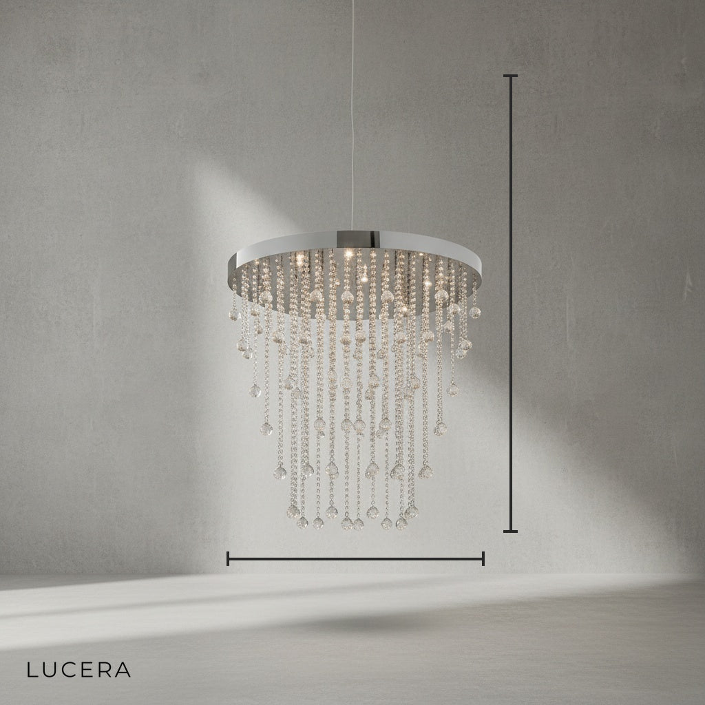 Fern Lux Oval LED Crystal Waterfall Chandelier - Chandeliers | Lucera Lighting