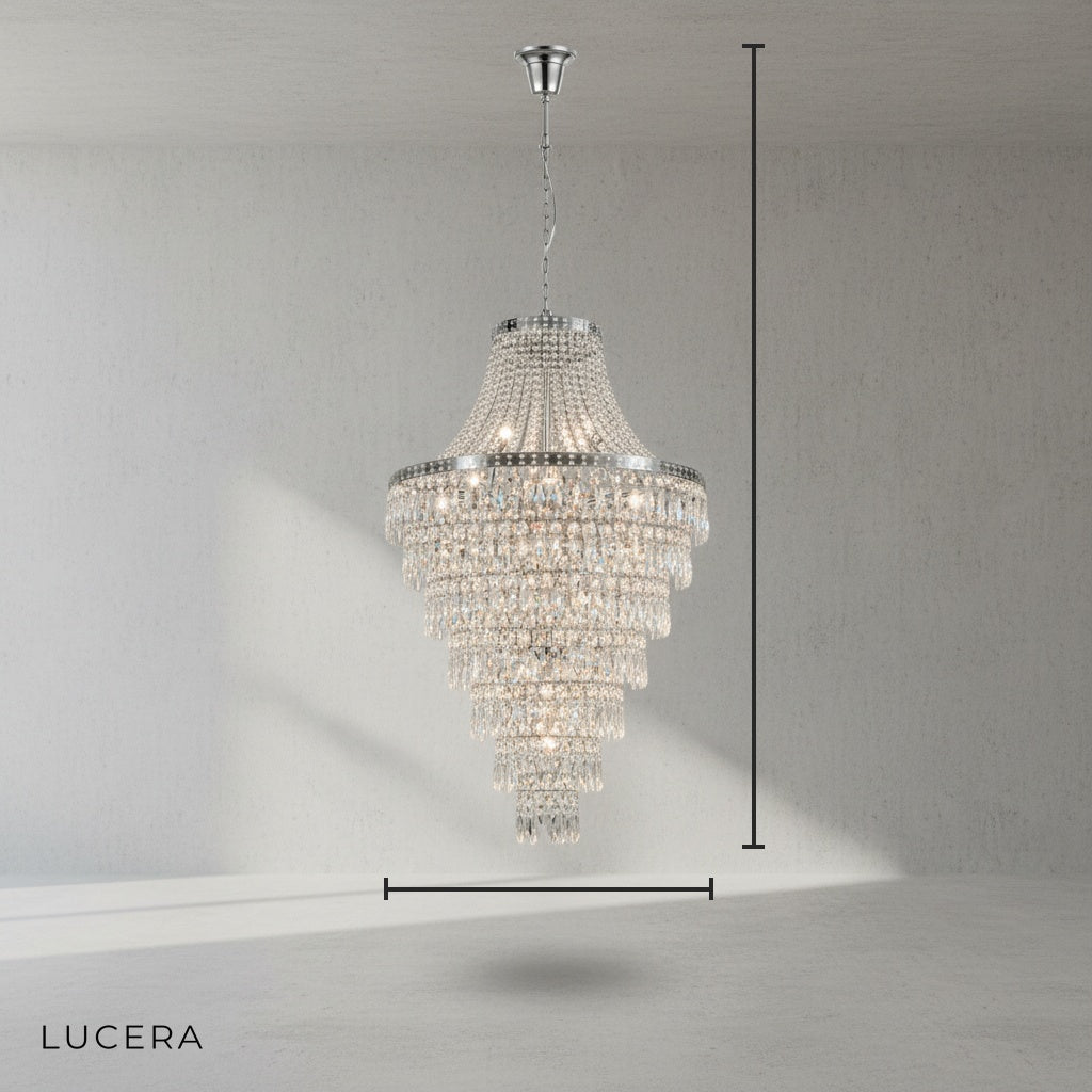 Dahlia Duplex Spiral Crystal Stairway Chandelier - Chandeliers | Lucera Lighting