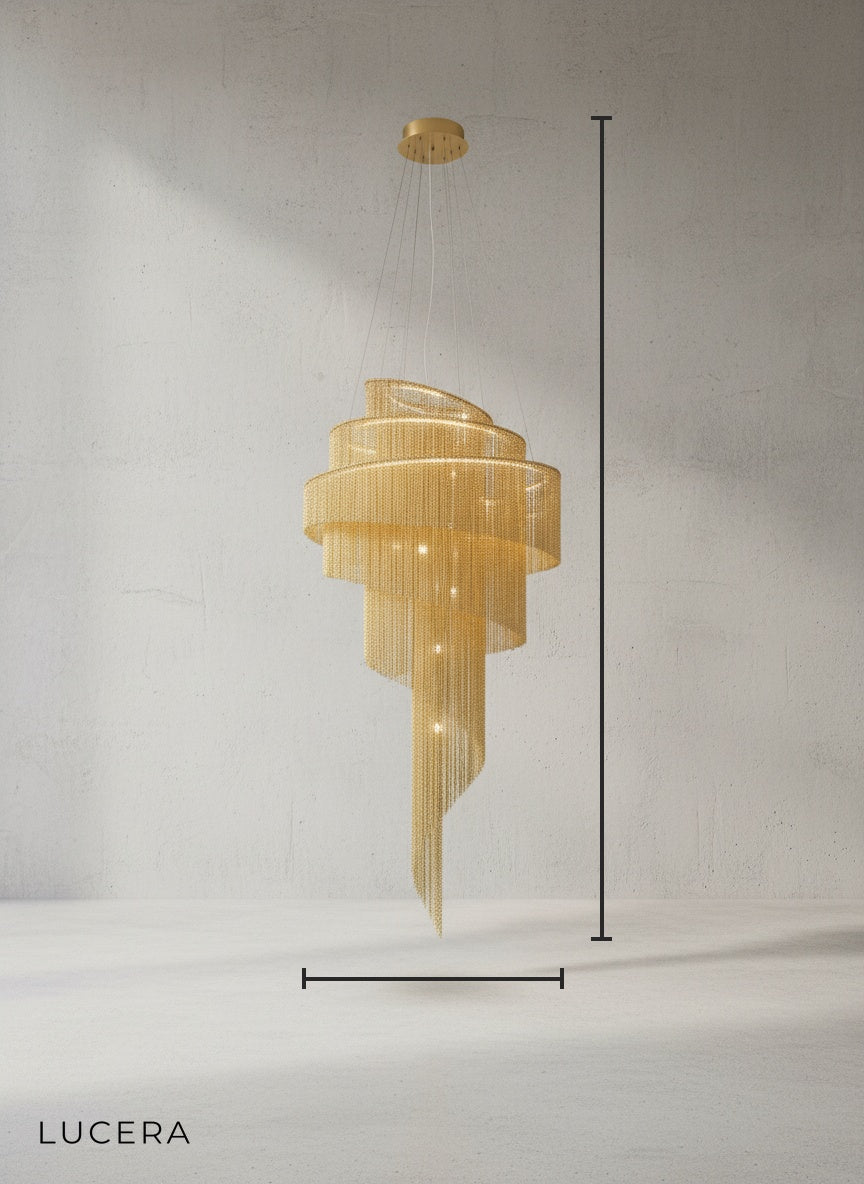 Clover Long Chandelier for Staircase, Silver/Gold Chain - Chandeliers | Lucera Lighting