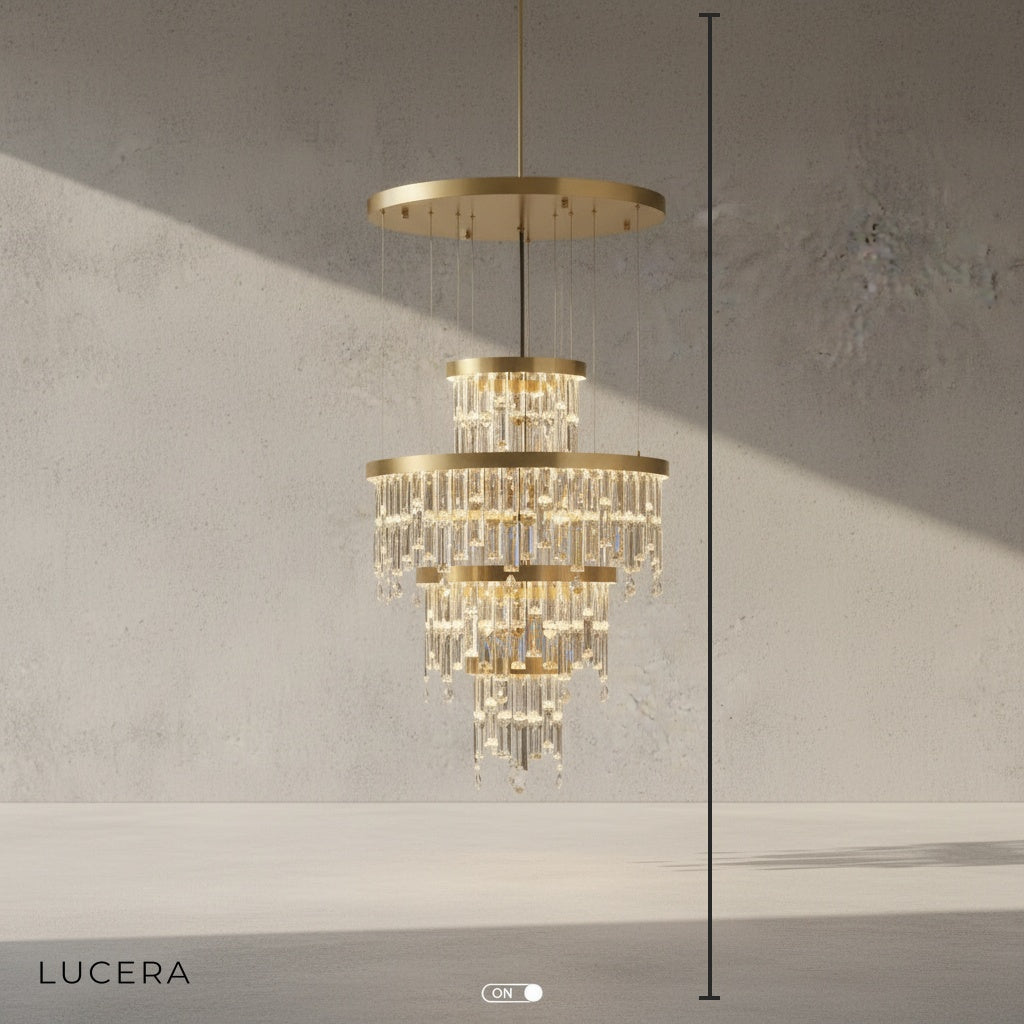 Basil Gold Ring Large Crystal Chandelier - Chandeliers | Lucera Lighting