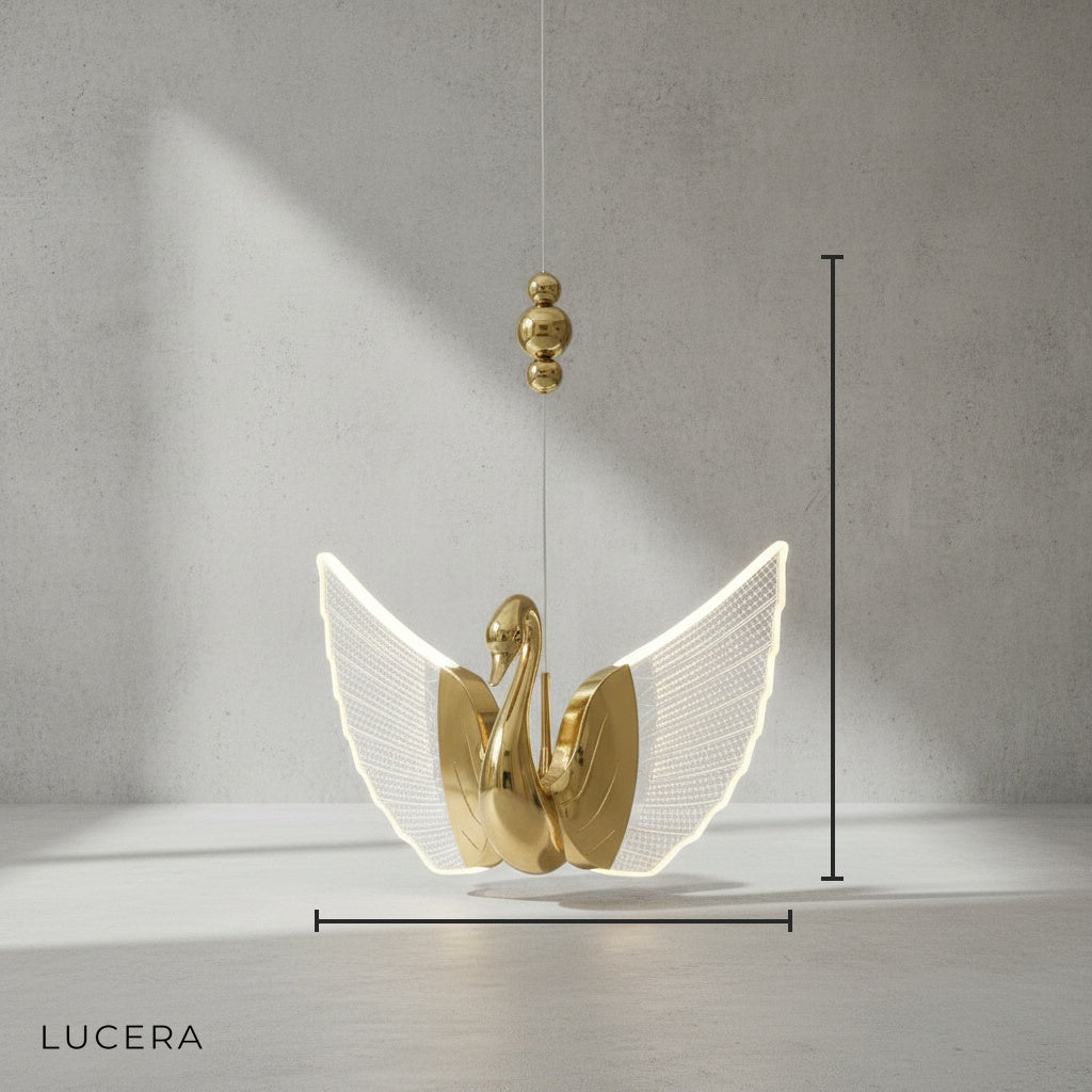 Swan Design Gold Chandelier by Lucera - Chandeliers | Lucera Lighting
