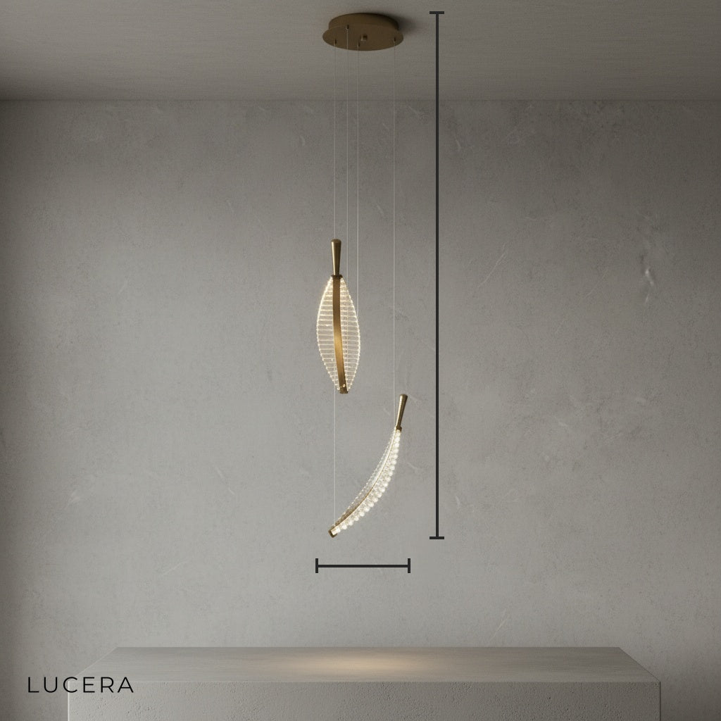 Wisteria Crystal Gold Leaves Pendant Chandelier - Pendant Lights | Lucera Lighting