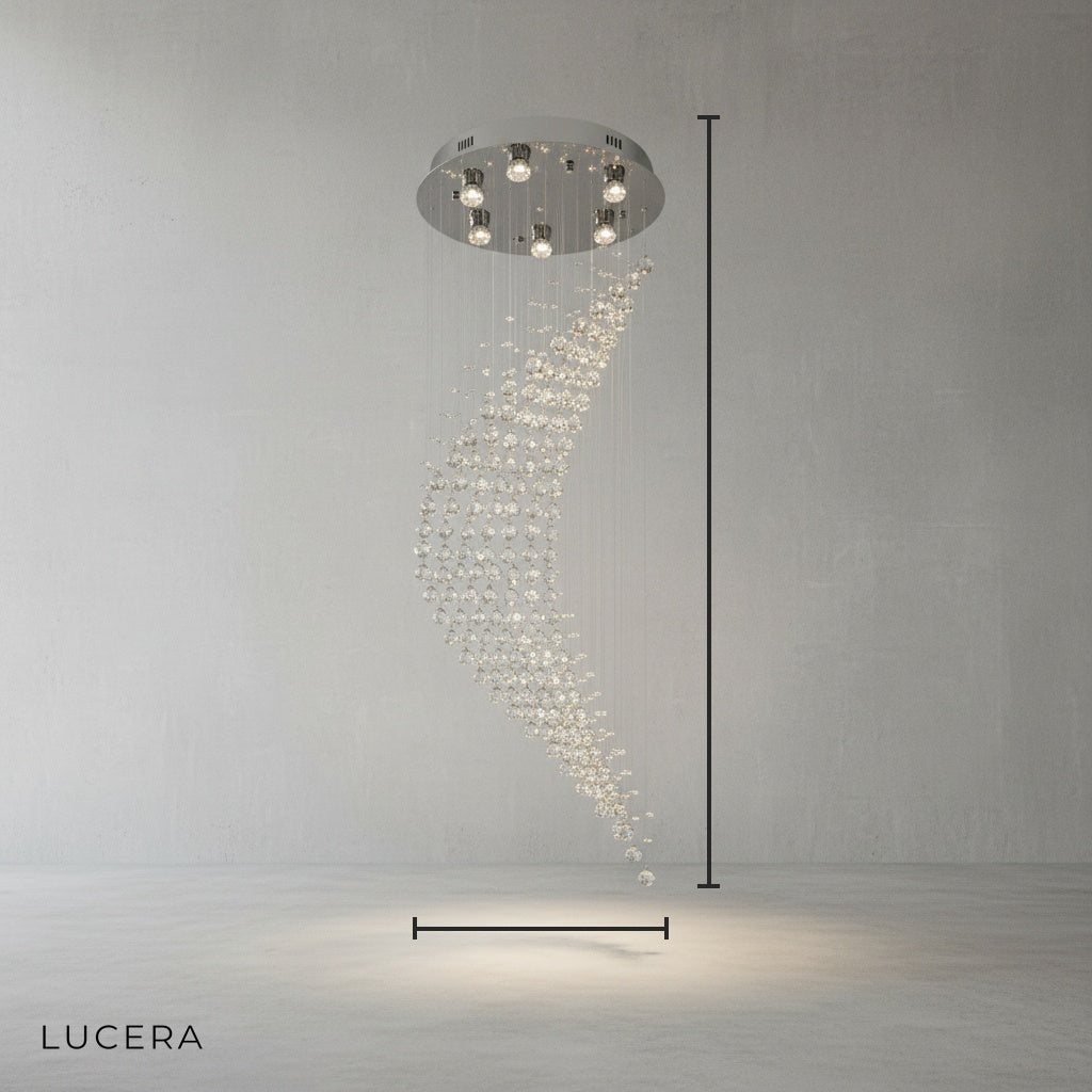 Briar Duplex Spiral Moon Staircase Crystal Chandelier - Chandeliers | Lucera Lighting