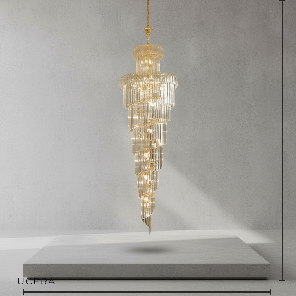 Elderflower Crystal Staircase Chandelier - Chandeliers | Lucera Lighting
